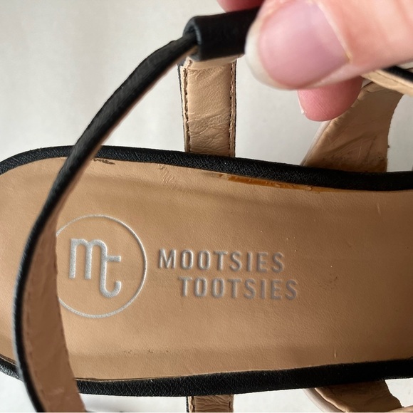 Mootsies Tootsies Strappy Tan/black Heels Womens 9M Leather Open Toe Modaminik - Picture 5 of 5